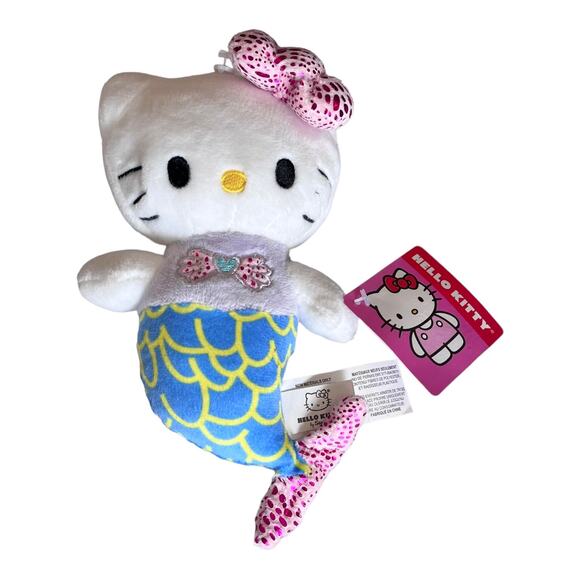 Sanrio HELLO KITTY MERMAID PLUSH 8" Stuffed Animal Cat White Pink Blue + Tags - Picture 1 of 9